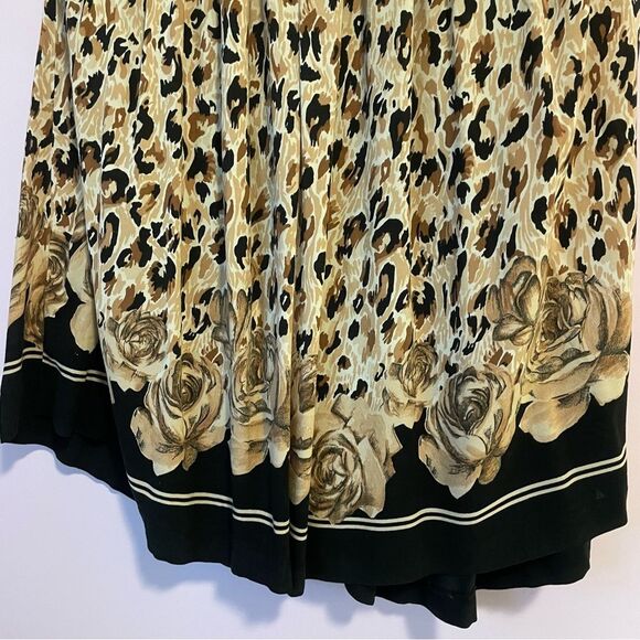 Vintage Maxi Skirt L Cheetah Print Pull On Boho Floral Hippie Rayon - Picture 3 of 5
